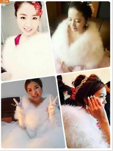 Women Real Ostrich Feather Fur Cape Bride Wedding Party Shawl Soft Light Pink - Picture 6 of 7