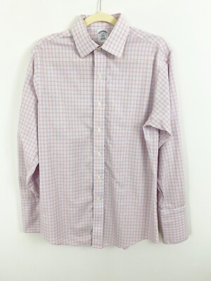 Non Iron Pink Blue Plaid Dress Shirt | eBay
