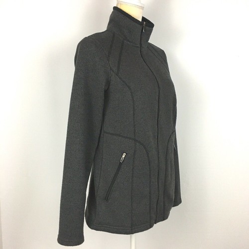 Columbia Womens M Softshell Jacket Gray Ribbed Omni-Shield Full Zip Funnel Neck - Picture 6 of 12