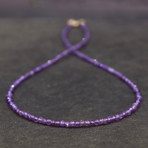 Amethyst Februar Geburtsstein facettierte runde Edelstein Perlen Damen Halske... - Bild 3 von 12