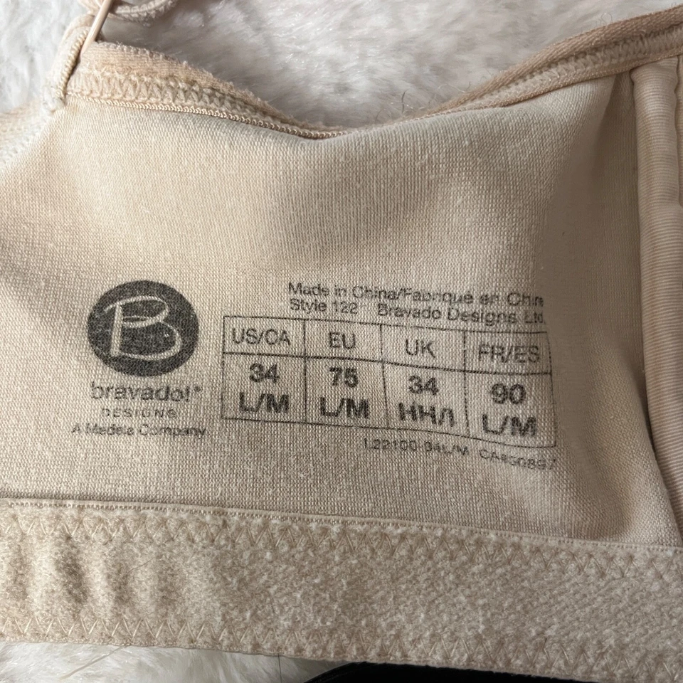 Bravado 34L 34M Unbranded Nursing Breastfeeding Bra Large Beige Black Lot of 2 - Image 3 of 4