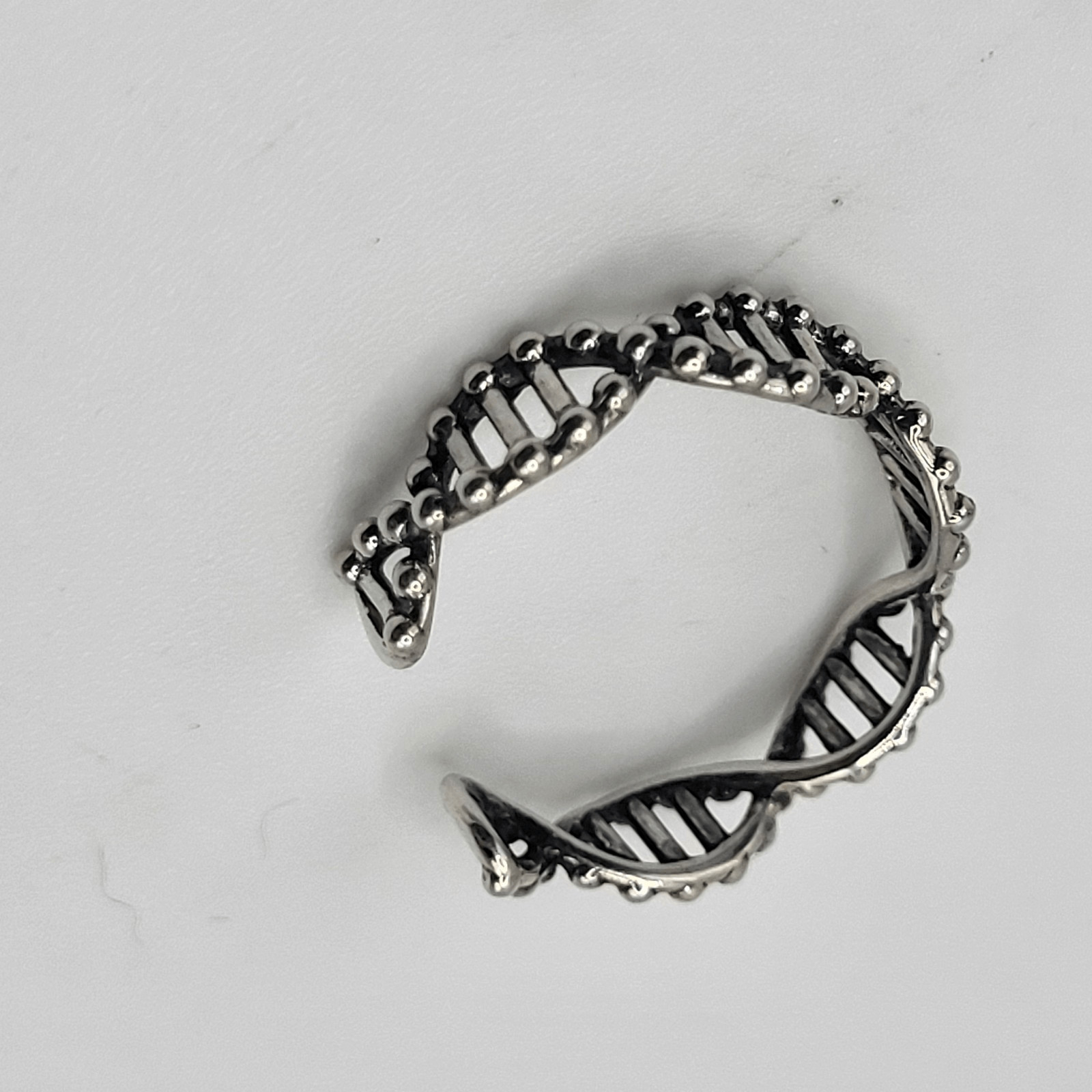 Sterling Silver Signed DNA Adjustable Ring - image 2