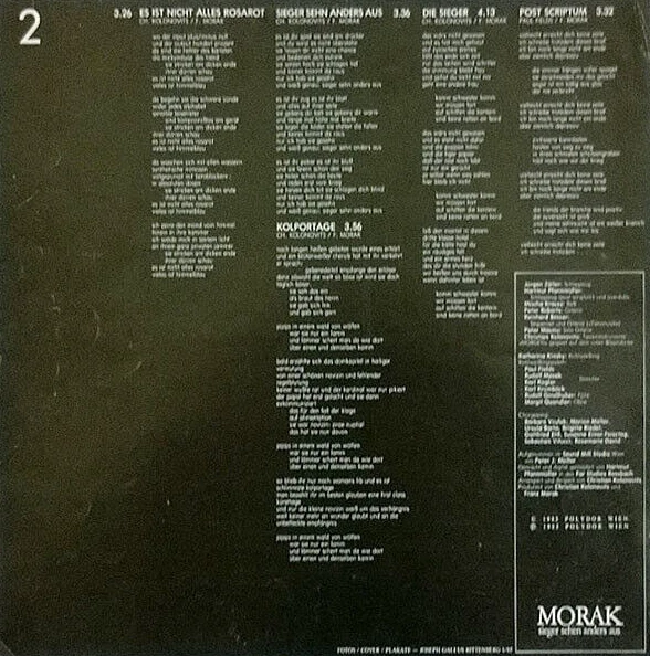 Morak – Sieger Sehen Anders Aus (Vinyl, 1983), deutsche Pressung, excellent (EX) - Bild 4 von 4