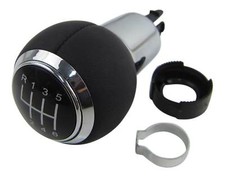 PREMIUM Schaltknauf Knauf Schwarz Chrom Alu Leder 6-Gang Version 3 für VW