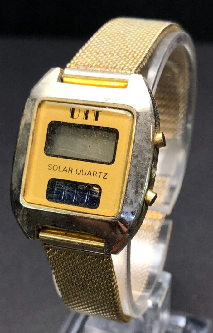 Vintage UIT Solar Quartz Watch Untested Needs Battery or Repairs