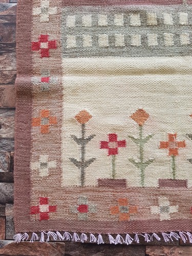 Vintage Handgeknüpfter Traditioneller Schwedischer Kelim Boden Teppich Carpet 170x85 cm - Bild 3 von 12