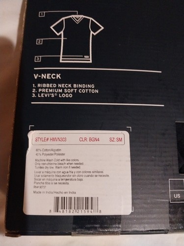 Levi's Herren 3er Pack T-Shirts V-Ausschnitt Unterhemden weiß grau schwarz Small (34-36) - Bild 6 von 11