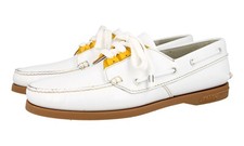 PRADA LACE-UP DECK SHOES 2EG271 WHITE LEATHER DECK NEW US 12 EU 45 45,5