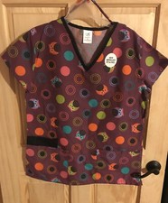NWT BOBBIE BROOKS Owl Design Uniform Scrub Top Size Medium  WOW 