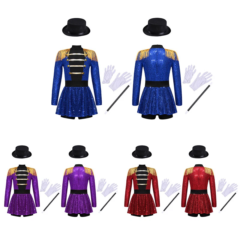 Niñas Circo Ringmaster Vestido con Sombrero Varita Mágica Guantes Juegos con disfraces Vestido Elegante Foto 3 de 4