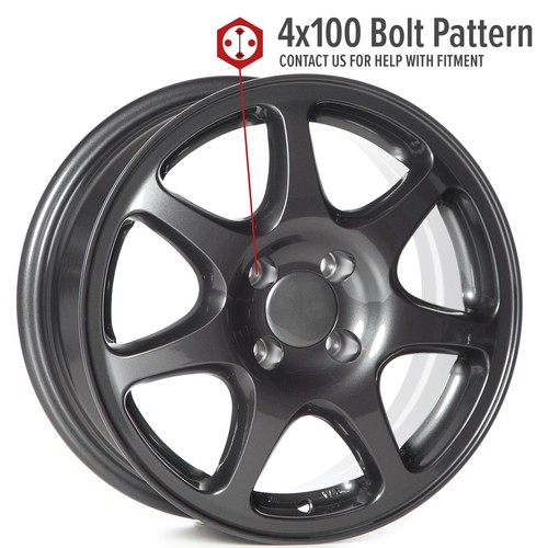 4 CIRCUIT CP42 15x7 4x100 +35 GUN METAL GRAY WHEELS JDM CIVIC TYPE R EK9 EK EG - Picture 6 of 12