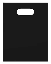 Black Plastic Bags Shopping Merchandise Retail 1000 9" x 12" Die Cut Handles