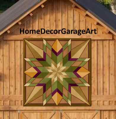 Barn Quilt Metal Sign, Sixteen Point Star, Pennsylvania Dutch Amish Design