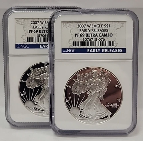2007 W PROOF SILVER EAGLE NGC PF69 ULTRA CAMEO EARLY RELEASES (1) COIN.  Rm229