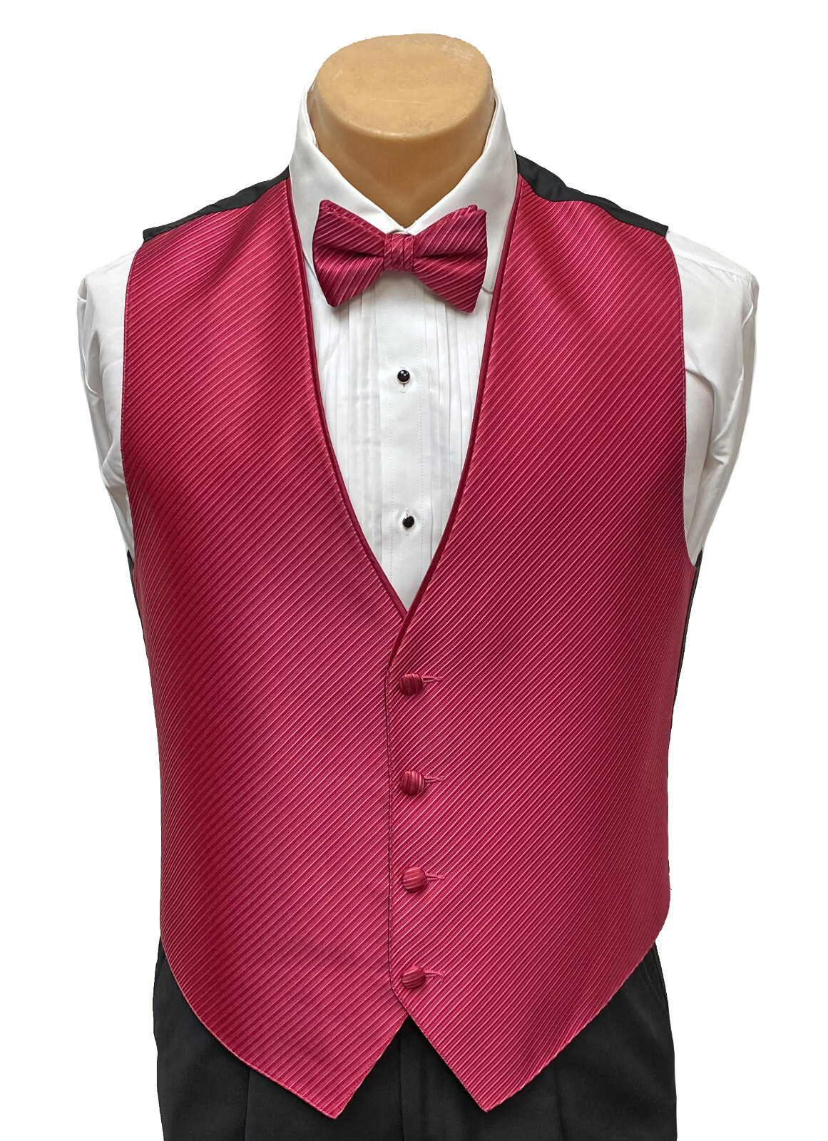 Men's Watermelon Red Tuxedo Vest with Tie Bow or Long Discounted ...