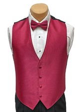 Men's Watermelon Red Tuxedo Vest with Tie Bow or Long Discounted Closeout
