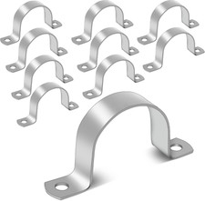 Stainless Steel Pipe Strap Clamp U Shaped Bracket 2 Holes50Mm Pipe Clamps 10Pack