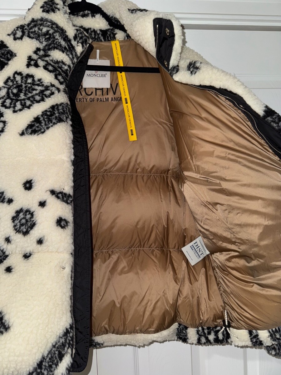 Moncler x Palm Angels Baden Paisley Fleece Down Jacket White Black