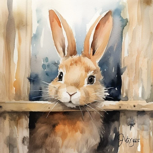 Bunny Painting Watercolor Animal Wall Art Print 8x11 Inches