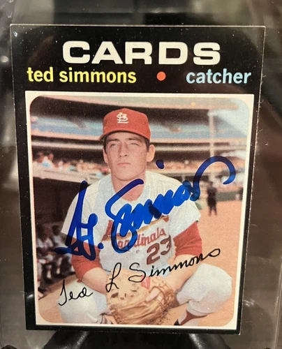 1971 Topps SIGNED TED SIMMONS RC #117 AUTO St. Louis Cardinals HOF ROOKIE BEAUTY