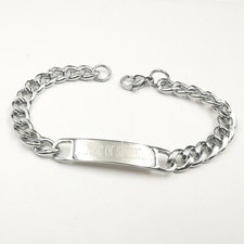 Custom Engraving ID Bracelet Curb Chain For Women Men Stainless Steel 7mm 8.5''