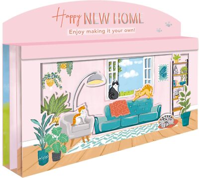 Spektakuläre 3D Happy Cats New Home Feierkarte