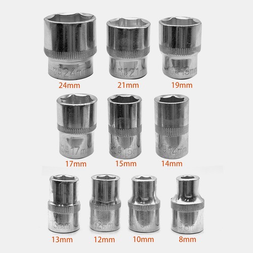 12PCS 1/2'' Socket Set 8-24mm Metric Extension Ratchet Wrench Tool Kit Set - Picture 6 of 12