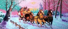 Needlepoint tapestry painted canvas B930 Stage Coach. 24"x50" GobelinL