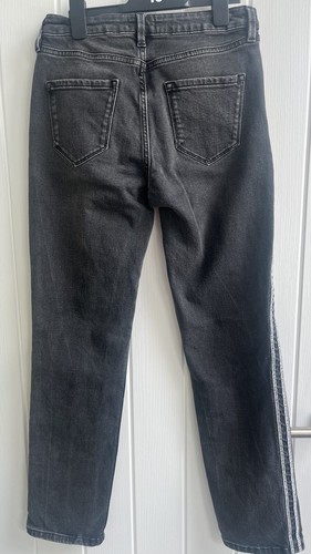 Jeans ME+EM W26 L29 grigio nero vita alta righe laterali dritte slim fit denim - Foto 6 di 7