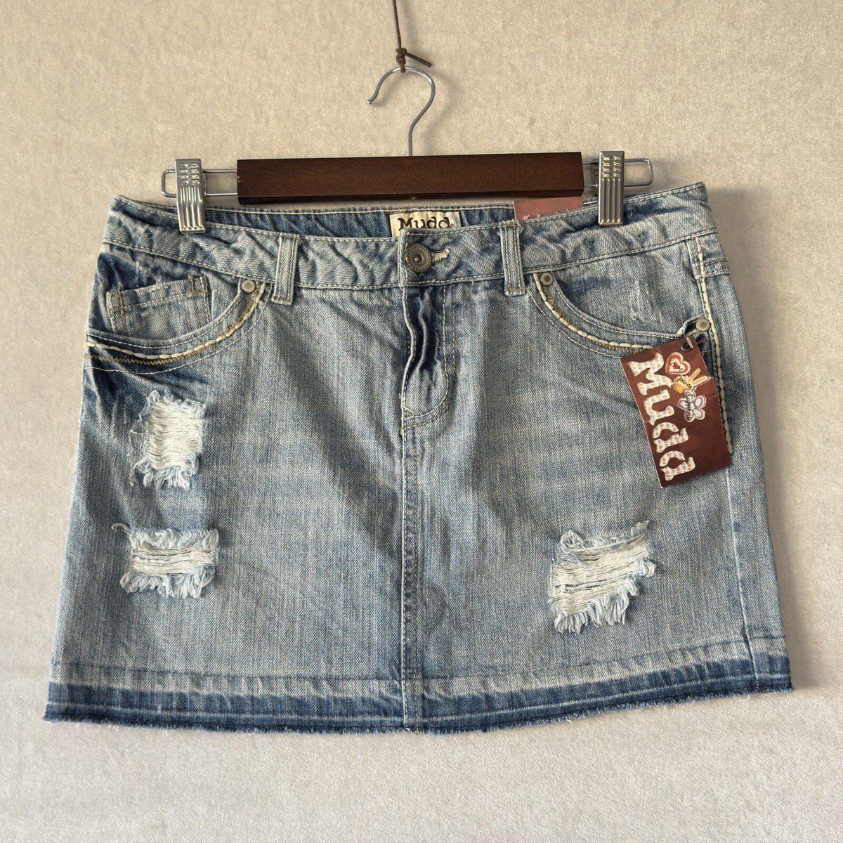BRAND NEW Mudd Size Released Hem Distressed Denim Skirt