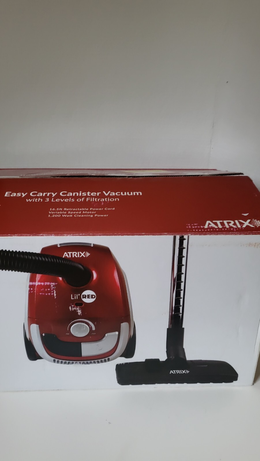 Atrix Lil Red Bagged Canister Vacuum Cleaner Model AHSC1 open box