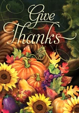 Thanksgiving Cornucopia Sunflowers Pumpkins Grapes House Flag 40 x 28