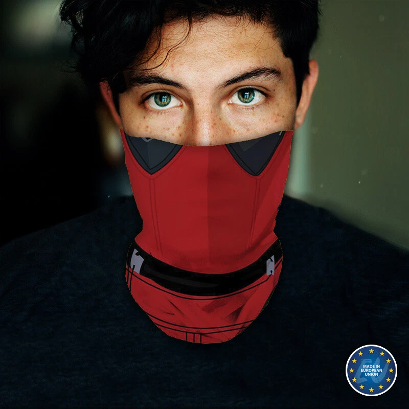 Washable Fabric Face Cover Neck Gaiter Deadpool, Marvel Superhero Comic Design - Image 3 of 4