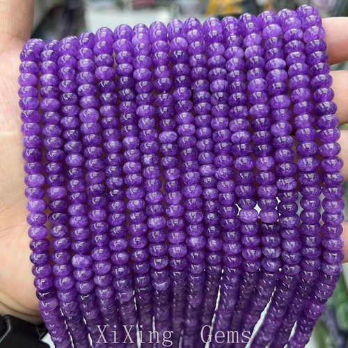 4x6mm High Quality Dyed Deep Purple Chalcedony Jade Rondelle Disc Spacer Beads - Picture 1 of 6
