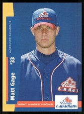2001 Team Issue Vancouver Canadians MATT GAGE RC ATHLETICS A'S WESTMONT IL