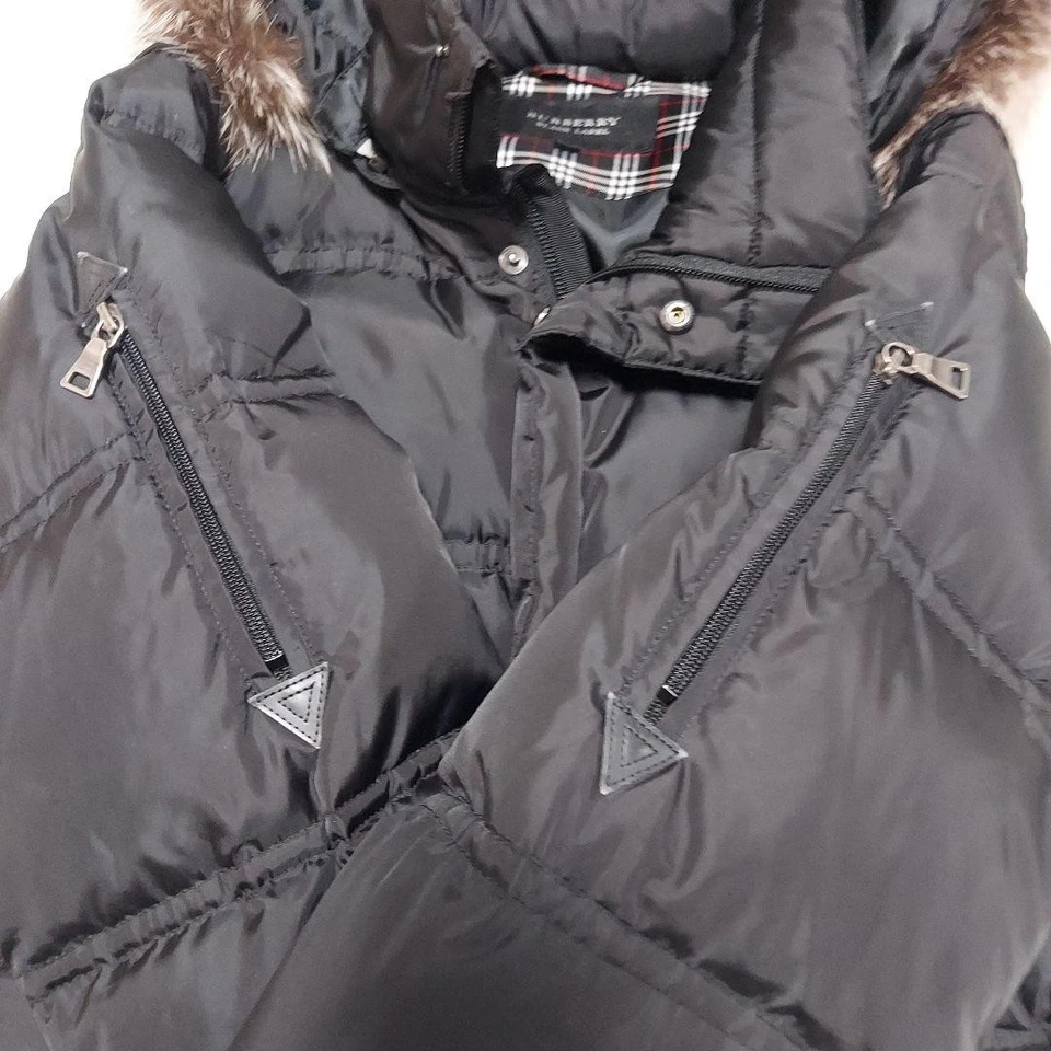 Burberry Black Label Down Jacket Vest, Fur, 3-Way, Black, Size 34 - Image 4 of 4