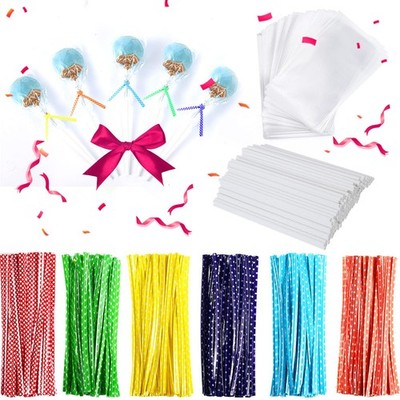 300 Stück 15,2 cm Lutscherstäbchen, Cake Pops Sticks, Cake Pop Taschen und Wr...