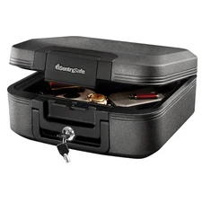 Charcoal Gray Fireproof and Waterproof Safe Box with Key Lock, Portable Chest...