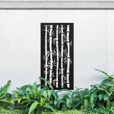 Modern Black Metal Bamboo Wall Panel – Garden Art Screen Outdoor Decor