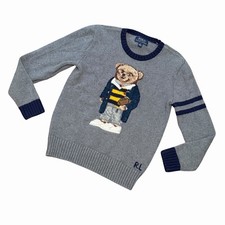 Polo Ralph Lauren Preppy Bear Pullover Crewneck Sweater Youth Size M Wool Blend