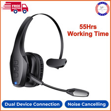 Trucker Bluetooth Headset With Dual Noise Cancelling Microphone For Truck Driver