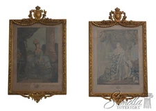 F70568: Pair Stunning Vintage French Royalty Framed Colored Engravings