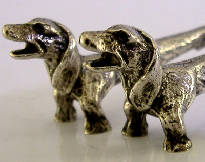 STERLINGSILBER DACKEL HUND BESTECKBÄNKCHEN 1973 TIERE ENGLISCH 66g