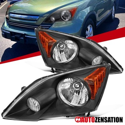 Fit 2007-2011 Honda CRV CR-V Black Headlights Lamps Assembly Left+Right 07-11