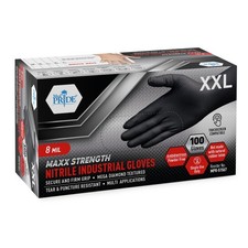 MED PRIDE 8 Mil Nitrile Gloves Heavy Duty Black Disposable Diamond Grip 200ct