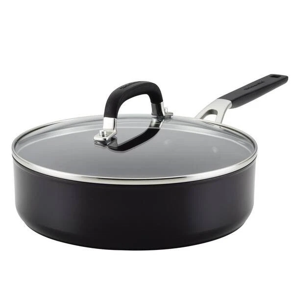 Nonstick Saute Pan with Glass Lid Deep Skillet Black