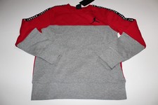 Air Jordan Sweatshirt Big Boys Medium Jumpman Crew Fleece Red Grey Colorblock