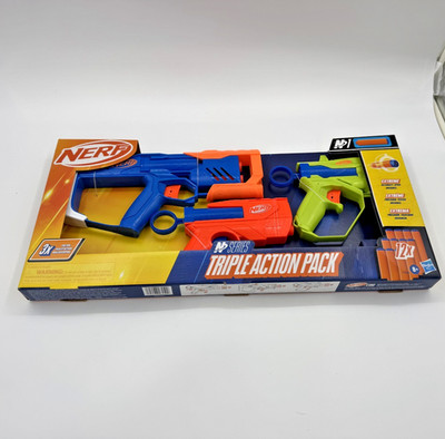 Nerf N Series Triple Action 3-Blaster Pack, 12 Nerf N1 Darts !!FREE SHIPPING!!