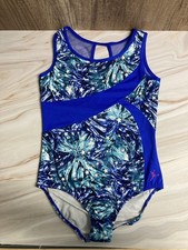 Future Star Capezio Girls Gymnastics Dance Leotard Blue White Stars Large L