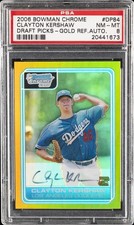2006 BOWMAN CHROME DRAFT PICKS GOLD REFRACTOR AUTO CLAYTON KERSHAW #/50 PSA 8